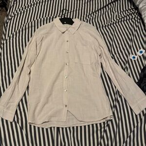 Casual Cream Button-Down Shirt for Men